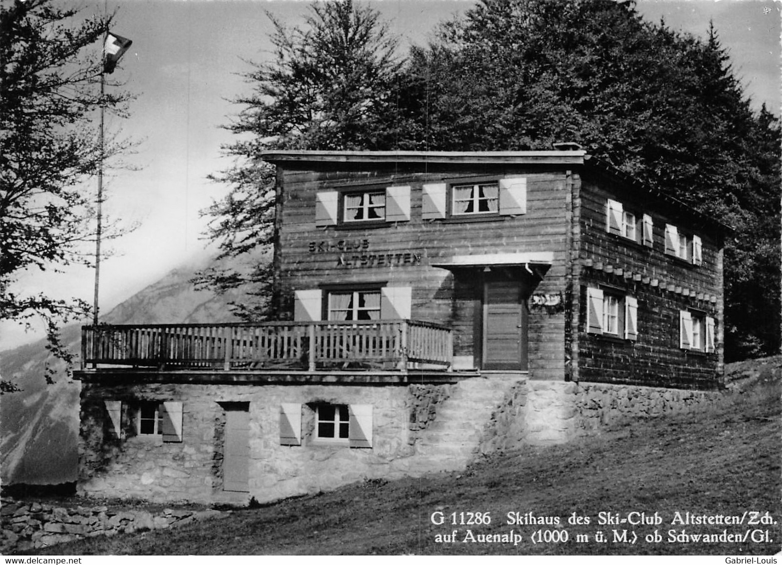 Skihaus Des Ski-Club Altstetten Auf Auenalp Ob Schwanden Gl. Albisrieden Zürich - Oldtimer  (15 X 10 Cm) - Schwanden