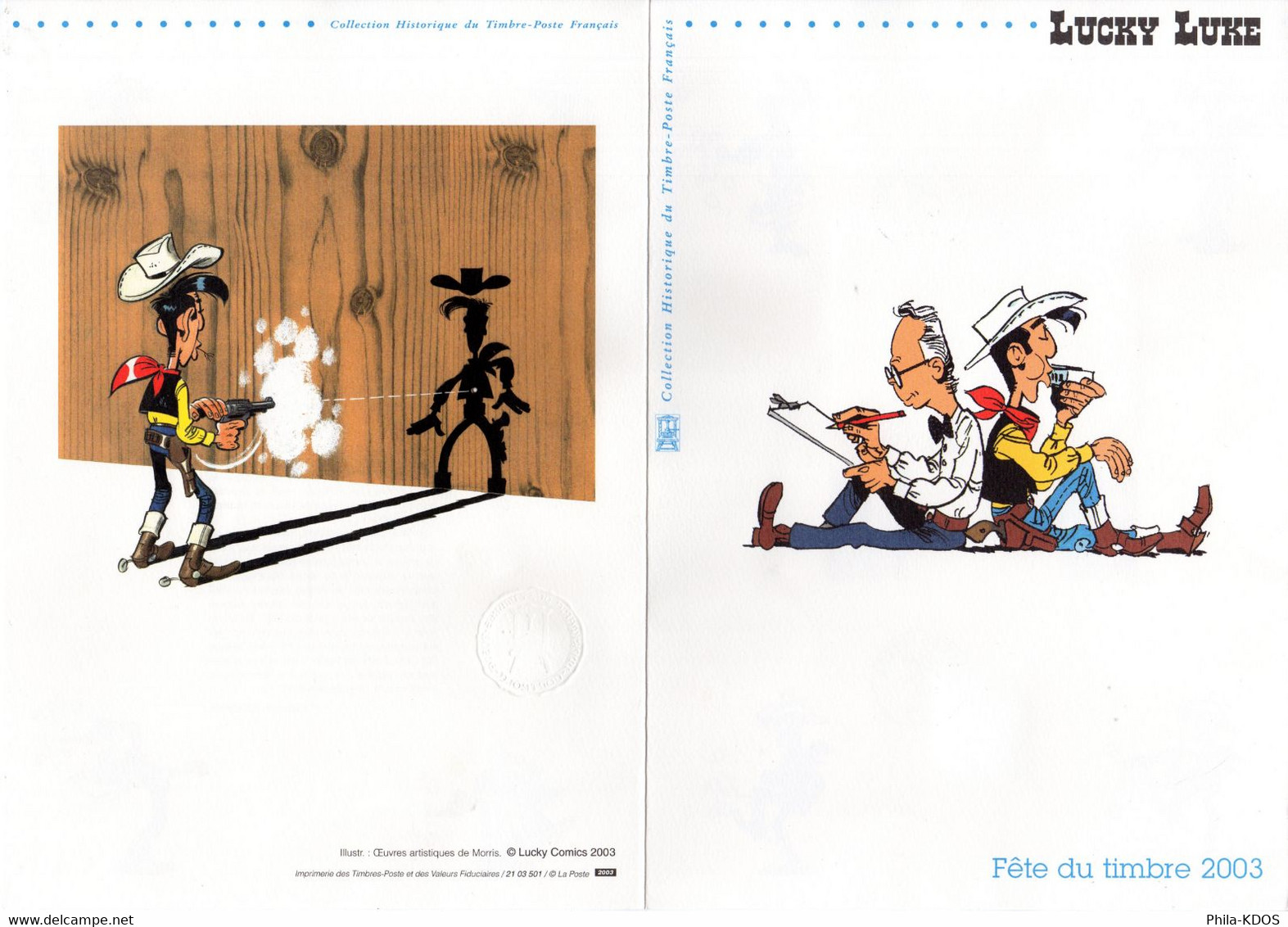 " LUCKY LUKE " Sur Document Philatélique Officiel (4 Pages) De 2003 N° YT BF 55  + 3546 . Parfait état ! DPO - 2000-2009