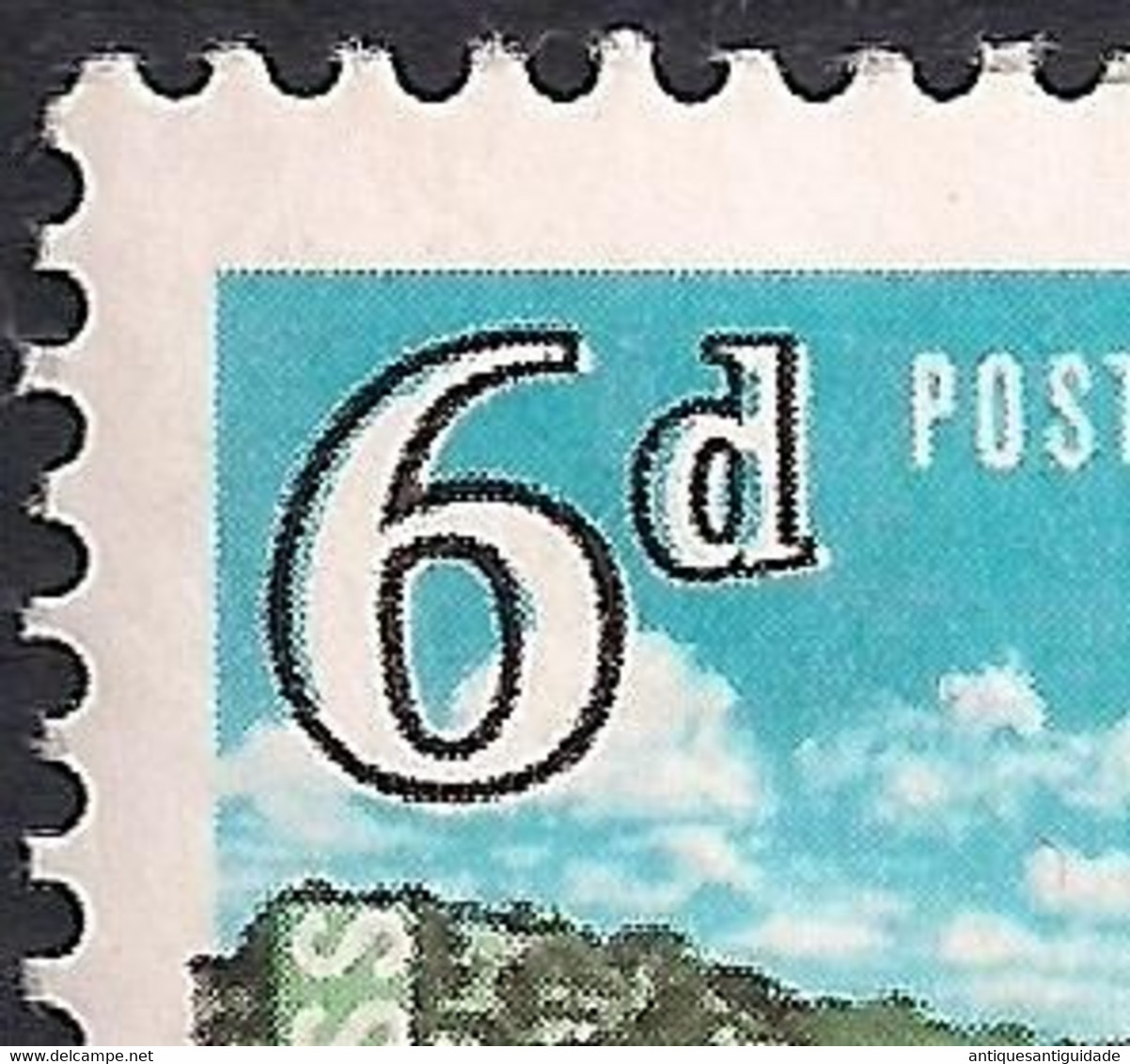 1963 RHODESIA & NYASALAND 6d BLUE COLOUR SHIFT POS LOWER LEFT CORNER SG44 VAR,  EXTREMLY RARE. - Rhodesia & Nyasaland (1954-1963)