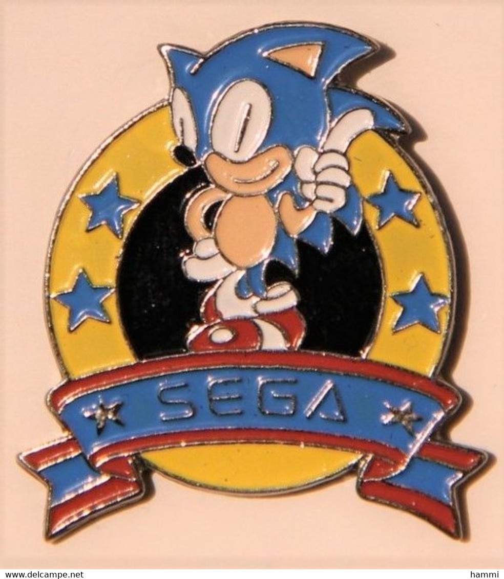 Q282 Pin's HÉRISSON HEDGEHOG Jeux Jeu Sega Sonic Modèle Rond Achat Immédiat - Jeux