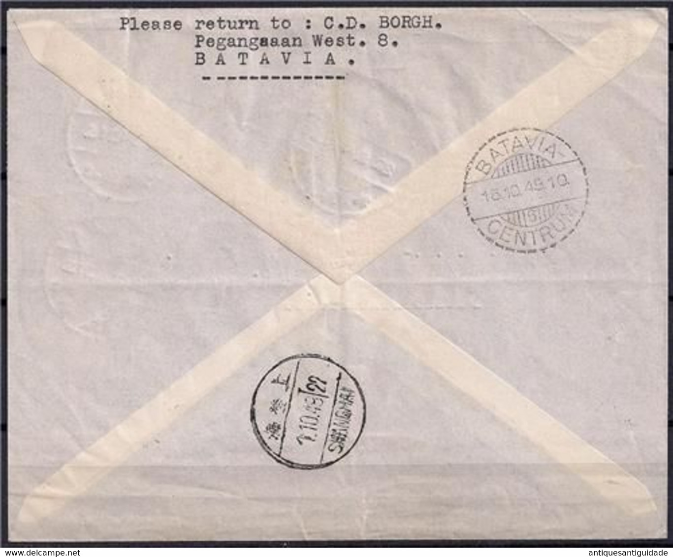 NETHERLANDS INDIES K.L.M  FIRST FLIGHT BATAVIA TO China SHANGHAI 1948 EXTREMELY RARE. - Andere & Zonder Classificatie