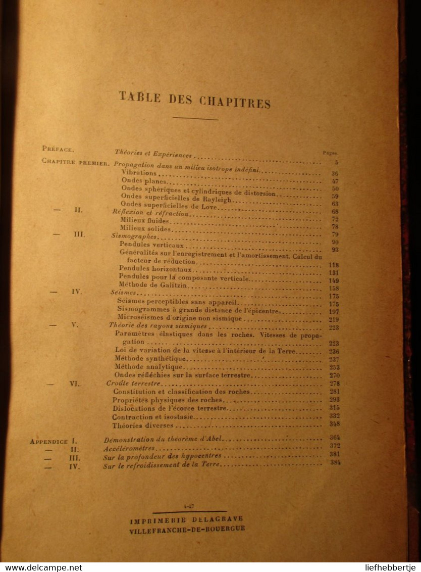 Séismes Et Sismographes - Par H. Bouasse - 1927 - Seismograaf Aardbevingen Bodemkunde - Archéologie