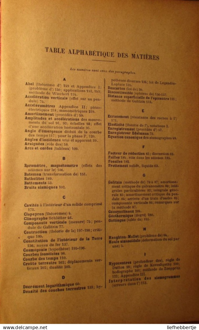 Séismes Et Sismographes - Par H. Bouasse - 1927 - Seismograaf Aardbevingen Bodemkunde - Archeologia