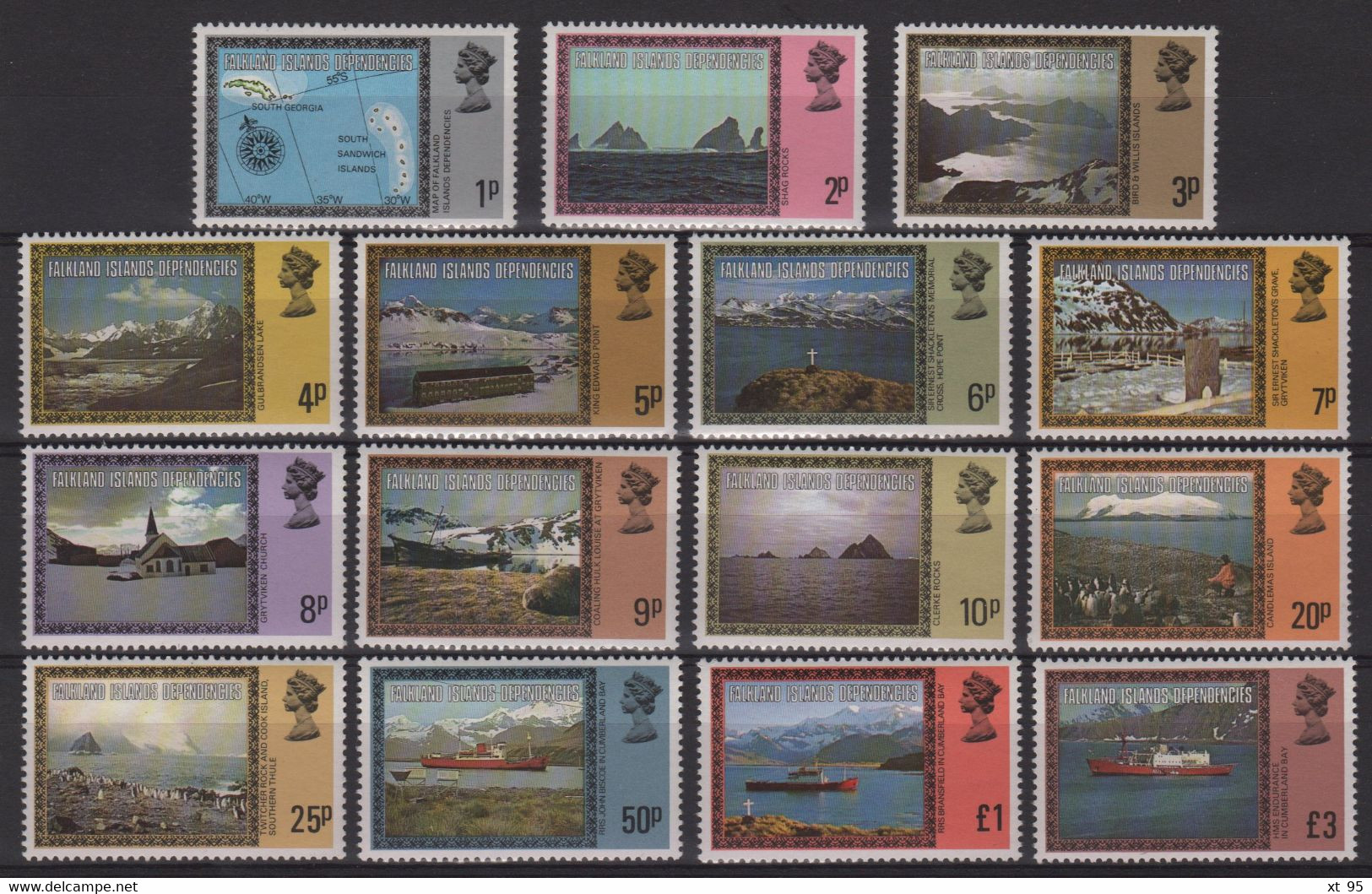 Falkland IslandDependencies - Georgie Du Sud - N°77 à 91 - Paysages - Cote 32.50€ - ** Neufs Sans Charniere - Géorgie Du Sud