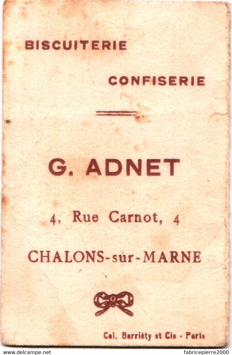 Calendrier Publicitaire 1934 BISCUITERIE-CONFISERIE G. ADNET 4 Rue Carnot à Châlons-sur-Marne 3 Scans - Small : 1921-40