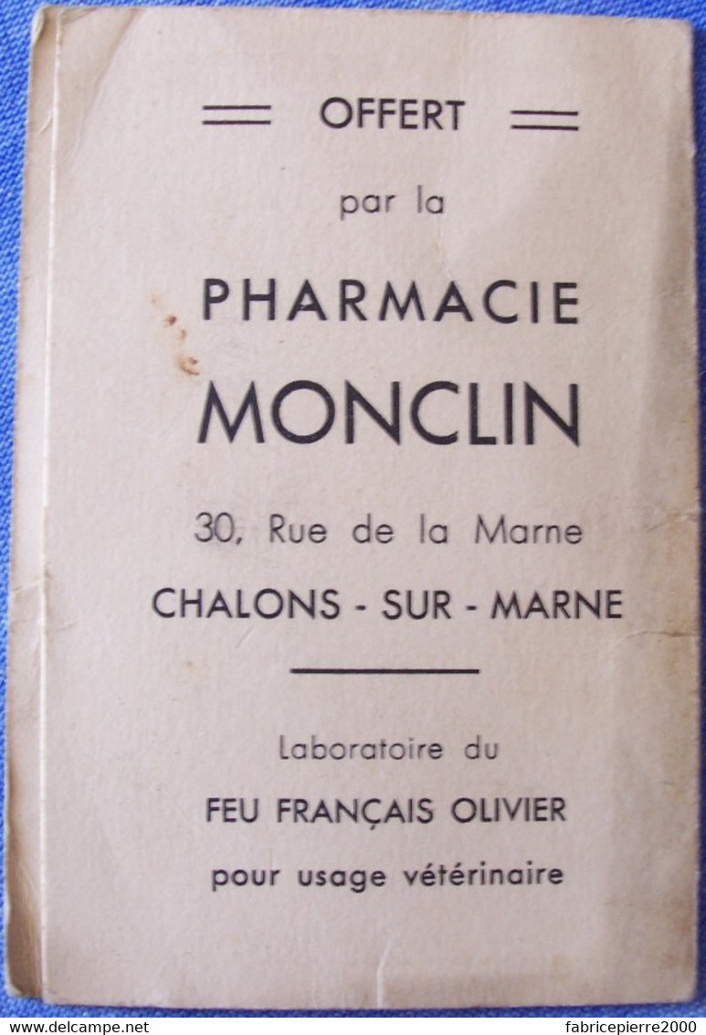 Calendrier Publicitaire 1936 PHARMACIE MONCLIN 30 Rue De La Marne à Châlons-sur-Marne 2 Scans Cheval, équitation, Hippis - Small : 1921-40