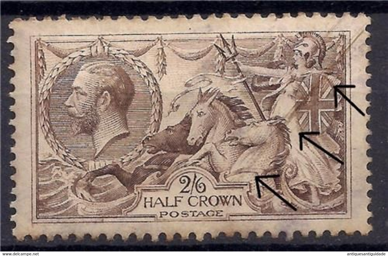 Great Britain George V 1919 Sc#179 Type 1913-18 Mint Retouched DR BLADE FLAW RRR - Unclassified