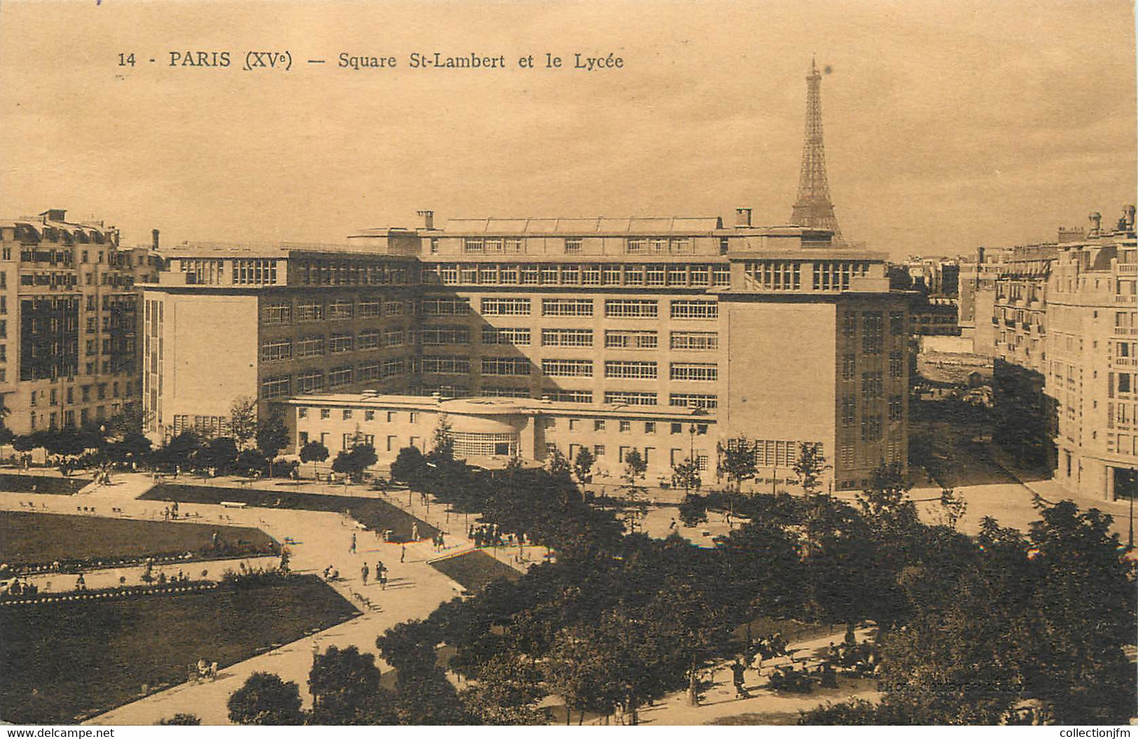 / CPA FRANCE 75014 "Paris, Square Saint Lambert Et Le Lycée" - Arrondissement: 14