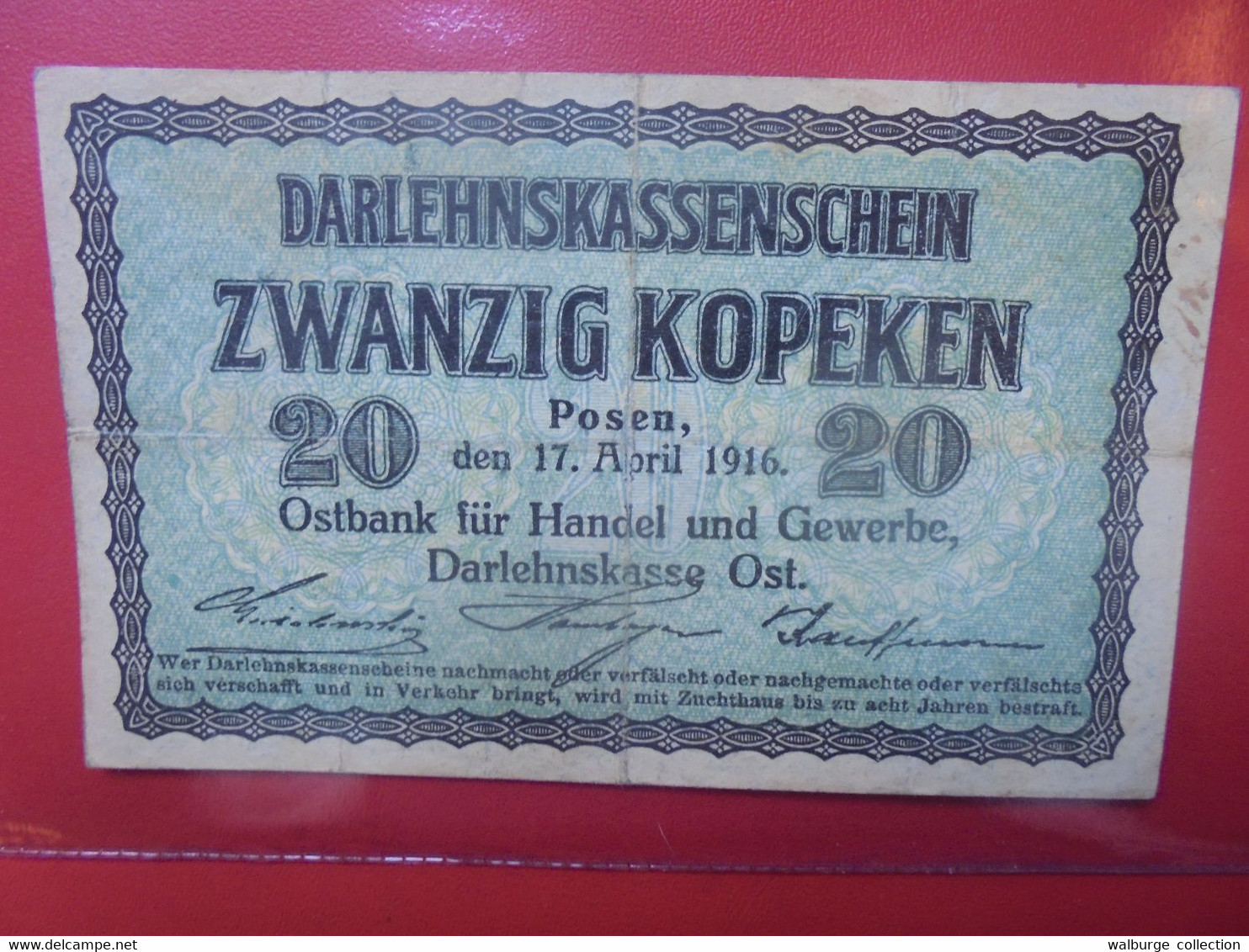 Darlehnskassenschein 20 KOPEKEN 1916 Circuler (B.22) - Eerste Wereldoorlog