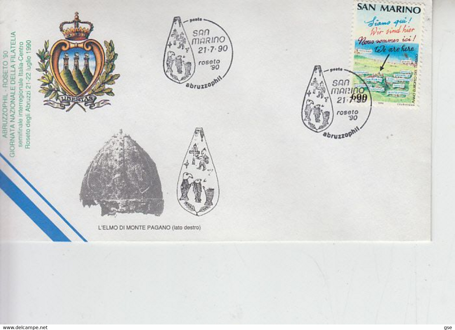 SAN MARINO 1990 - Annullo Speciale Abruzzophil - Roseto -.- - Covers & Documents