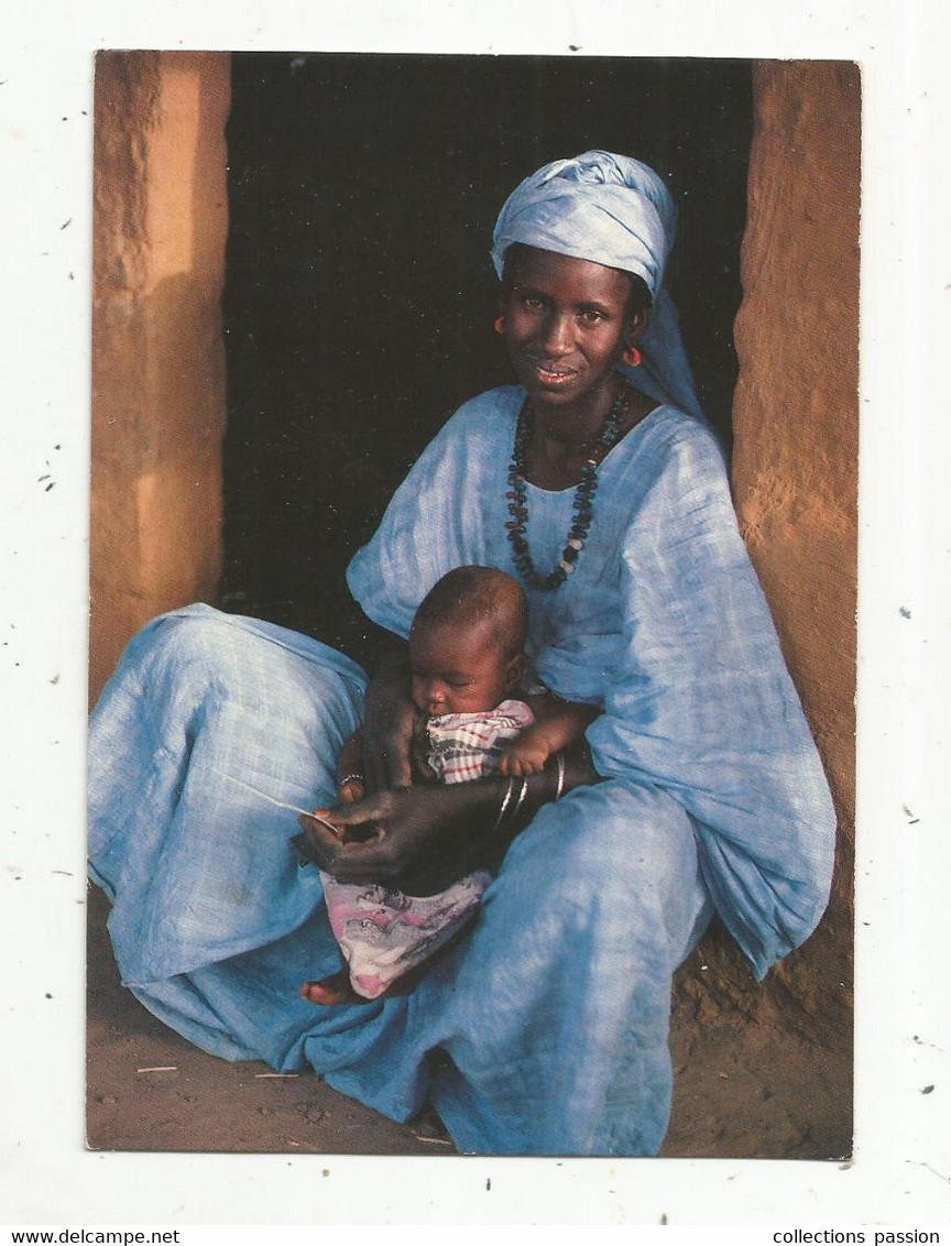 JC , G, Cp , Couleurs D'Afrique , La Maman Au Boubou Bleu , Vierge - Afrika