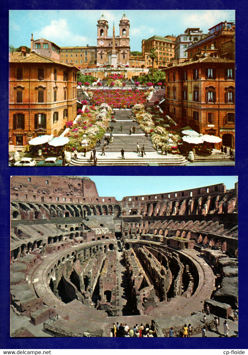 ITALIE . ROMA . " PIAZZA DI SPAGNA " & " IL COLOSSEO . INTERNO " . 2 CPM - Réf. N°29269 - - Collections & Lots