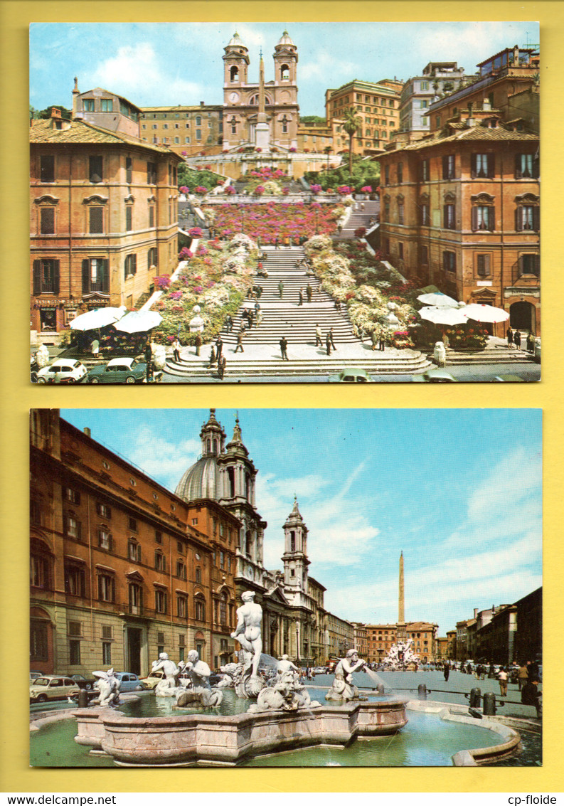 ITALIE . ROMA . " PIAZZA DI SPAGNA " & " PIAZZA NAVONA " . 2 CPM - Réf. N°29270 - - Collezioni & Lotti