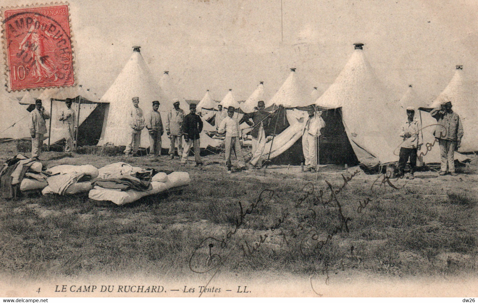 Le Camp Du Ruchard - Militaires Devant Les Tentes En 1906 - Carte LL N° 4 - Barracks