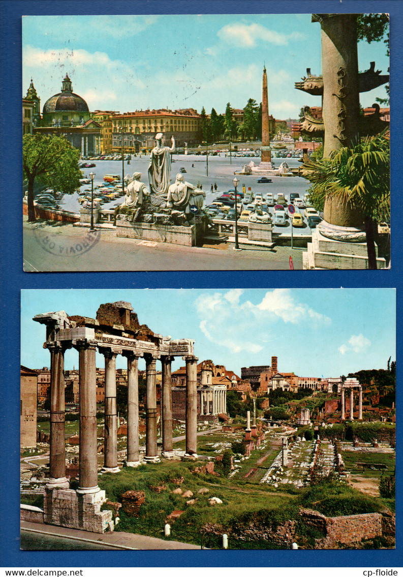 ITALIE . ROMA . " PIAZZA DEL POPOLO " & " FORO ROMANO  " . 2 CPM - Réf. N°29280 - - Collections & Lots