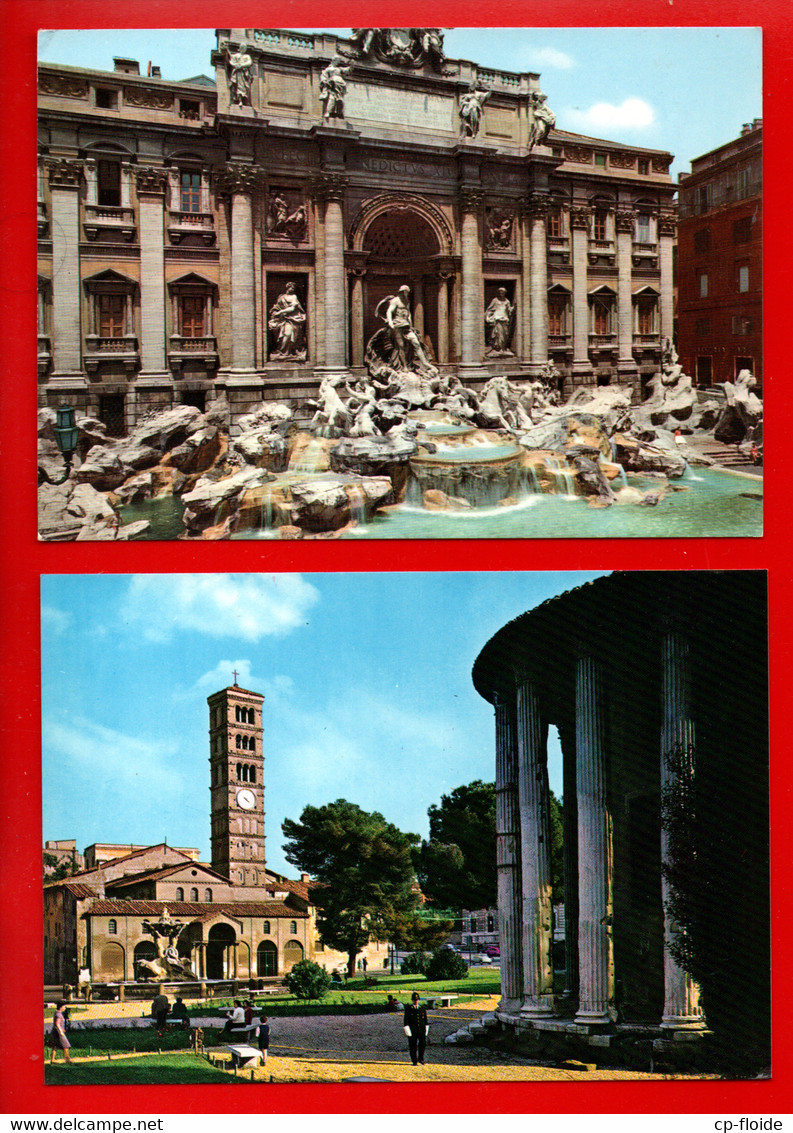 ITALIE . ROMA . " FONTANA DI TREVI " & " TEMPIO DI VESTA E CHIESA S. MARIA IN COSMEDIN " . 2 CPM - Réf. N°29281 - - Verzamelingen