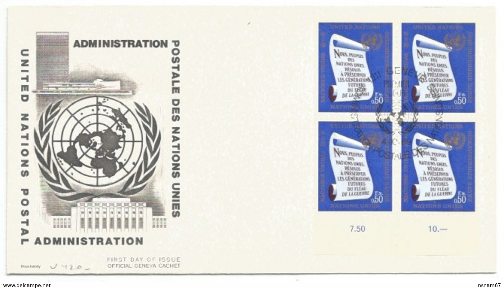 V420 - ONU Office De GENEVE - 1969 - Administration Postale Des Nations Unies - - Cartas & Documentos