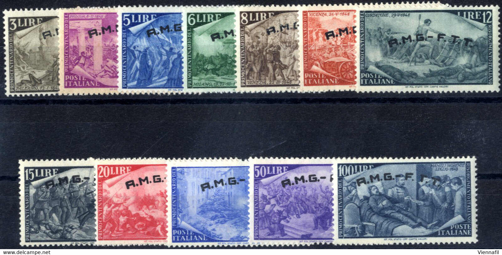 ** 1948, Serie Completa Di 12 Valori, Integri, Qualche Piccolo Valore Ingiallito, Sass. 18/29 - Altri & Non Classificati