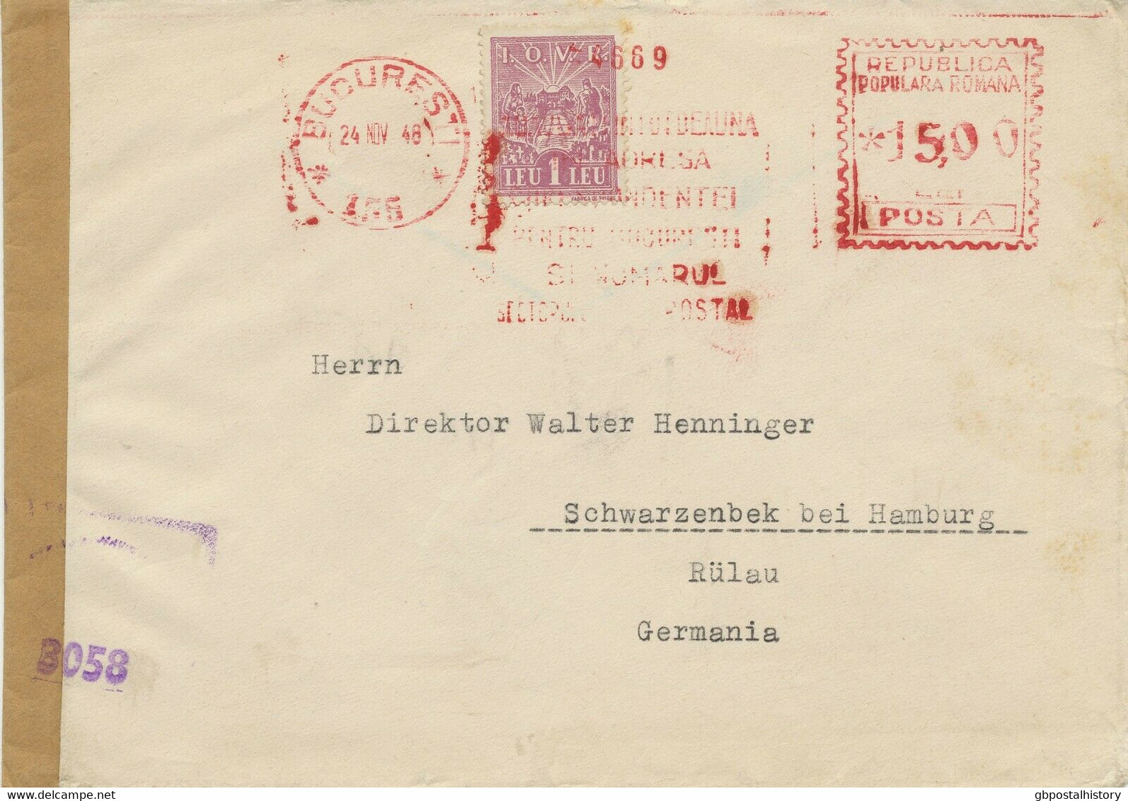 RUMÄNIEN 1920/48, 3 Versch. Zensurbelege M. Interess. Stempel, Pra.-Lot - Lettres & Documents