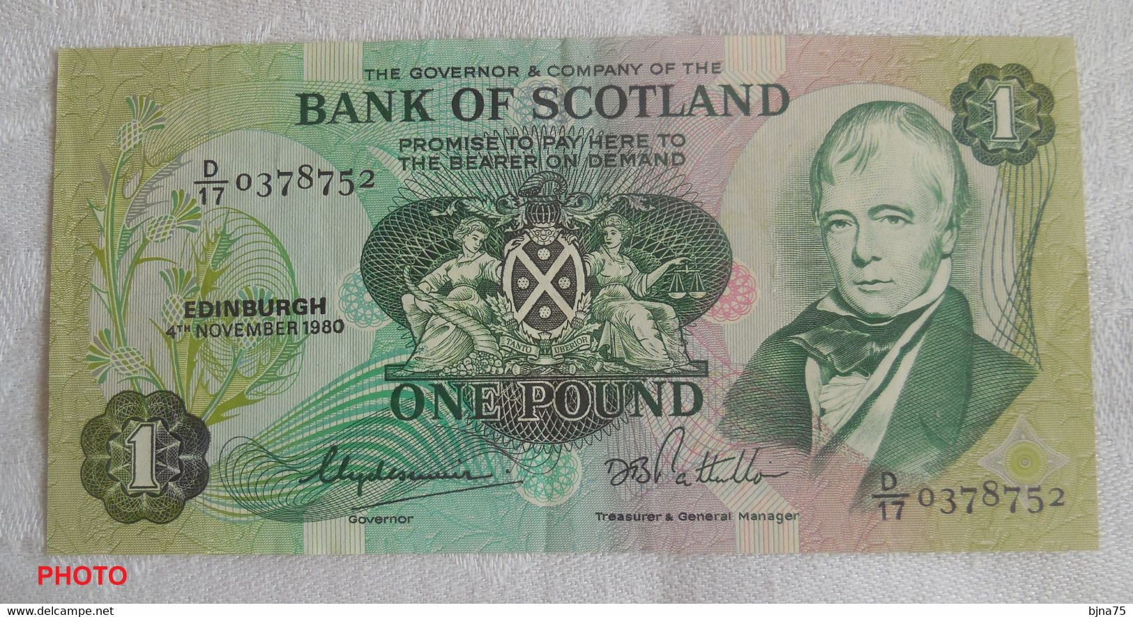 ECOSSE ONE POUND - 4th November 1980 Sir Walter SCOTT & Voilier -  D/170378752  / Qualité  SUP  II  VZGL EF  XF - 1 Pond