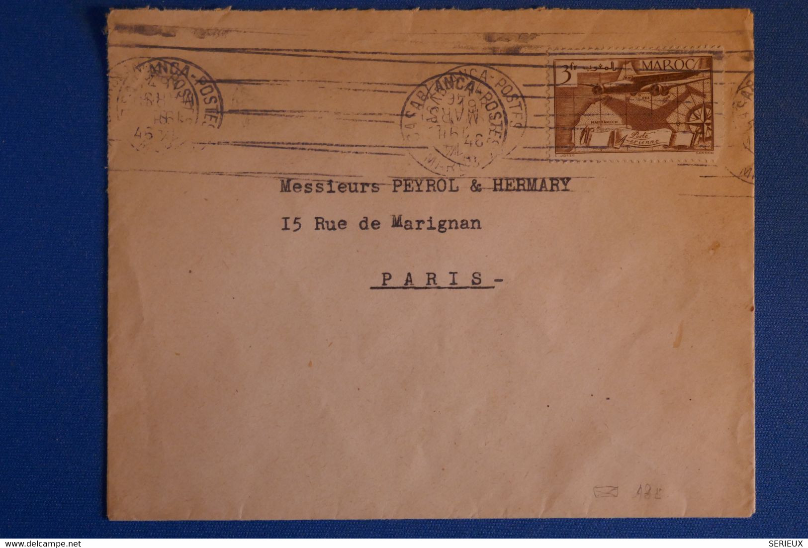 M17 MAROC BELLE LETTRE 1946 CASABLANCA POUR PARIS FRANCE+ AFFRANCHISSEMENT INTERESSANT - Cartas & Documentos