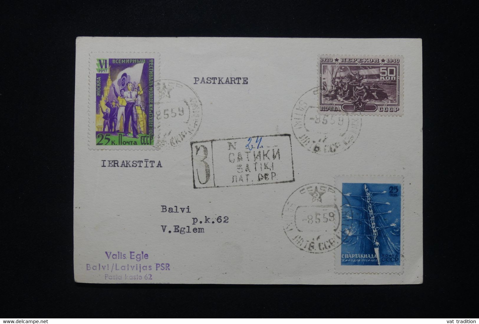 U.R.S.S. - Carte De Correspondance En Recommandé De Satiki  En 1959 Pour Balvi - L 92340 - Cartas & Documentos