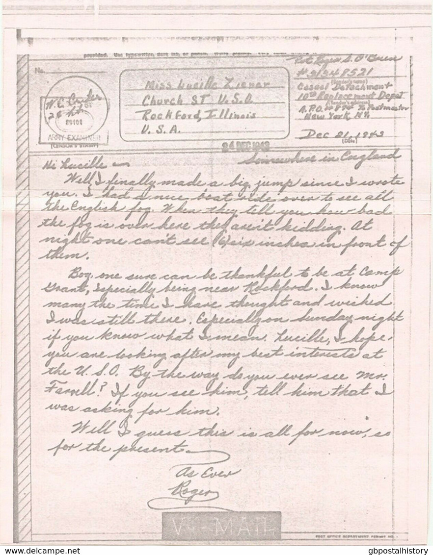 SÜDAFRIKA 1944 Airgraph-Fotobrief M Roter Masch.-Stpl. JOHANNESBURG SUID AFRIKA BETAALD" Und V-Mail Nach ROCKFORD, USA - Airmail