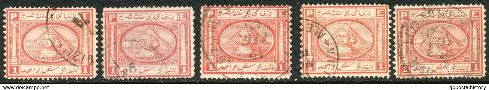 ÄGYPTEN 1867 Sphinx Vor Chephrenpyramide 1 P Rot (3) U Lilarot (2) Dabei ABARTEN - 1866-1914 Khedivate Of Egypt