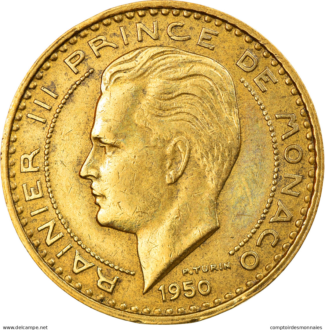 Monnaie, Monaco, Rainier III, 20 Francs, Vingt, 1950, SUP, Aluminum-Bronze - 1949-1956 Francos Antiguos