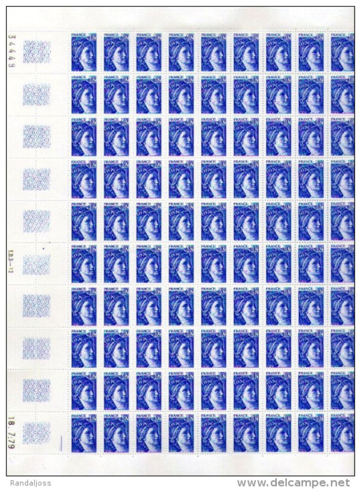 Sabine N° 1963** Feuille Complete Gomme Brillante_(différents Reperes= 2 Traits-1 Trait-Rien_au Choix) - Full Sheets