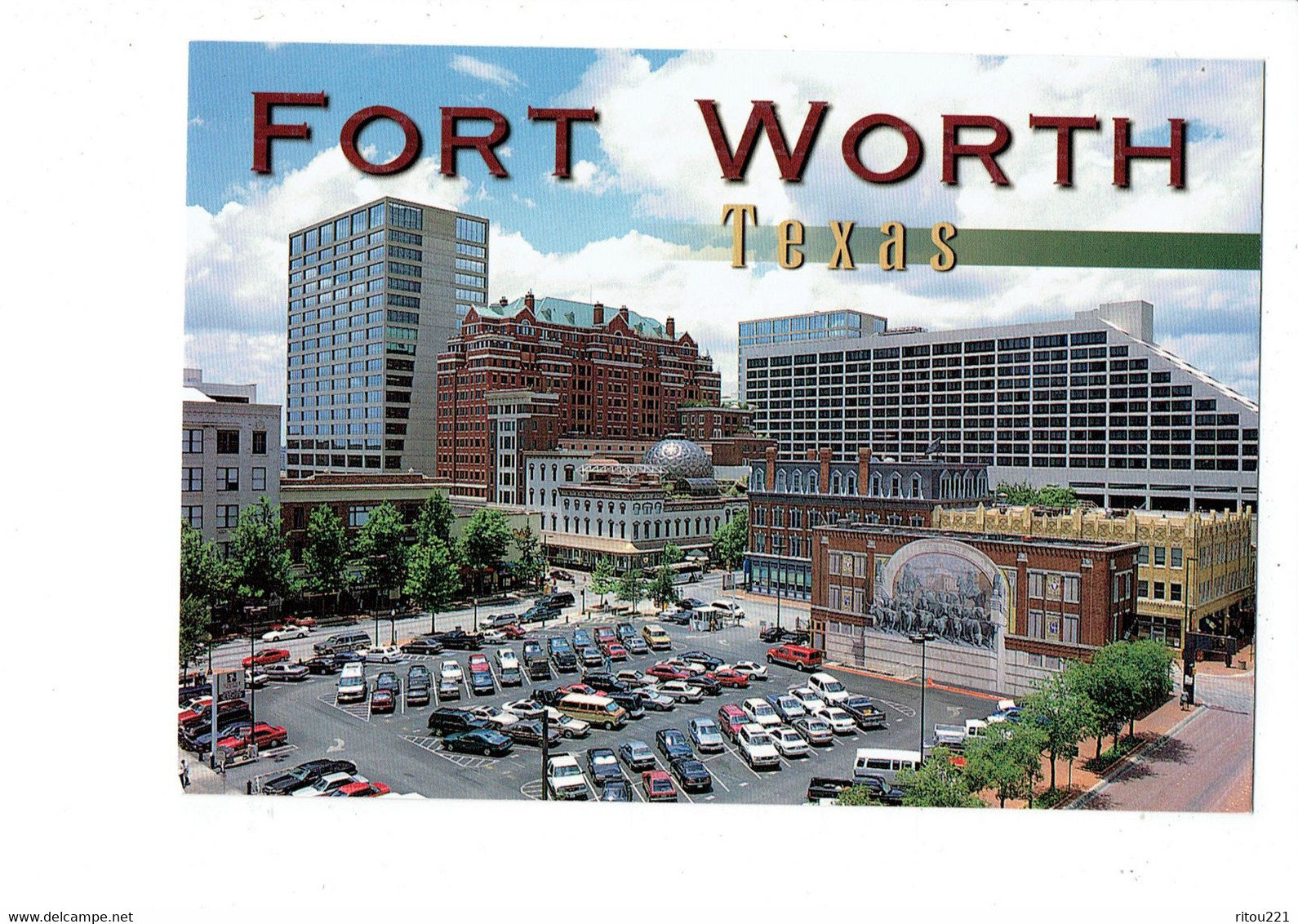 Cpm - Texas - FORT Worth - Parking Voitures - Décor Mural Vache - Fort Worth