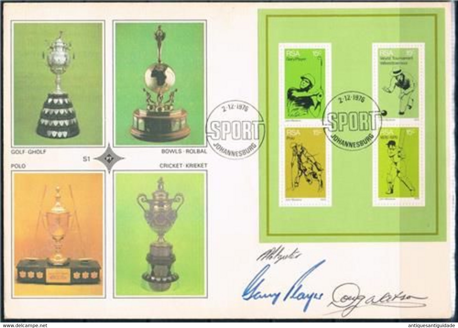 SOUTH AFRICA 1976  FDC  With 3 Well Known SA Sport Figure AUTOGRAPHS Very RARE! GARY PLAYER,  DOUG WATSON.  P.POTGIETER - Sportsmen