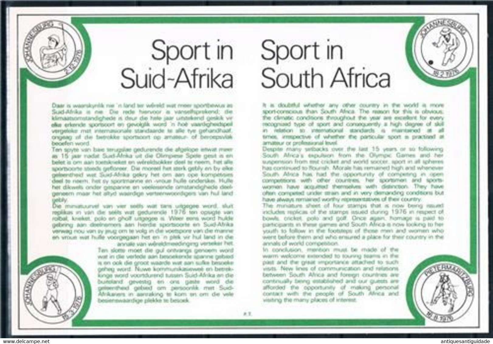 SOUTH AFRICA 1976  FDC  With 3 Well Known SA Sport Figure AUTOGRAPHS Very RARE! GARY PLAYER,  DOUG WATSON.  P.POTGIETER - Sportsmen