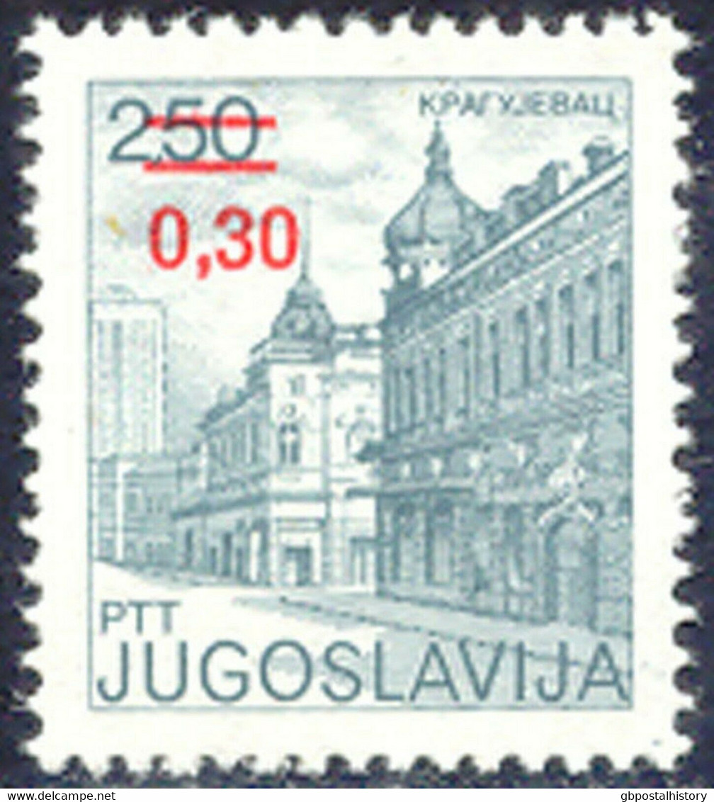 YUGOSLAVIA 1983 0.30 (Din) On 2.50 (Din) Kragujevac Superb U/M Stamps, VARIETY - Imperforates, Proofs & Errors