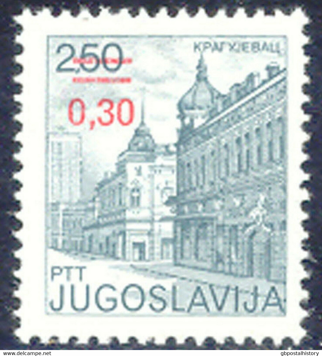 YUGOSLAVIA 1983 0.30 (Din) On 2.50 (Din) Kragujevac Superb U/M Stamps, VARIETY - Imperforates, Proofs & Errors