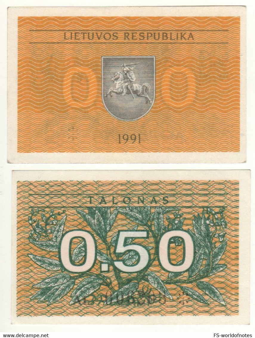 LITHUANIA  0.50 Talonas   1991   P31a   (without Text On Front)   UNC - Litouwen