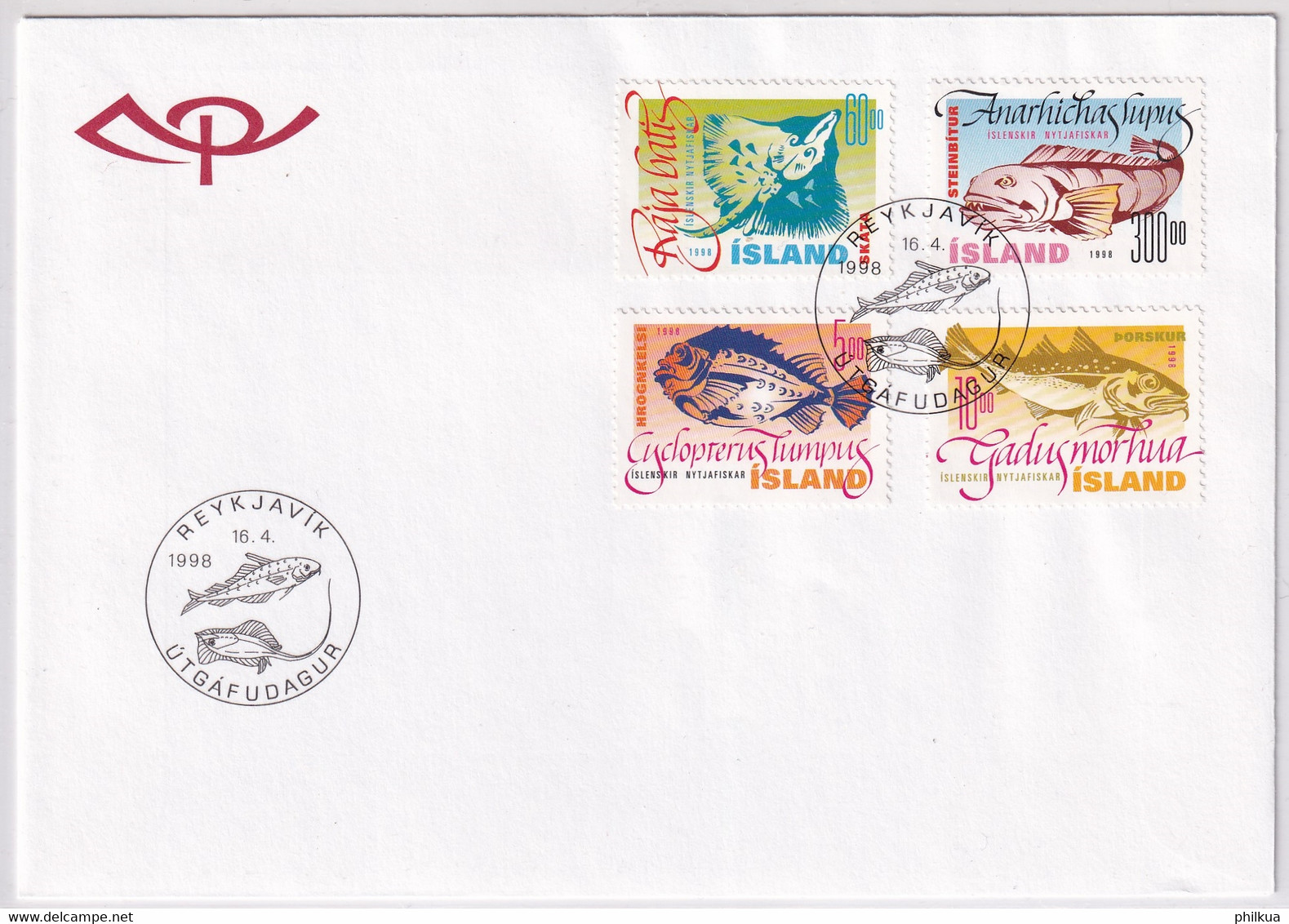 Island - 886-889 - Nutzfische - Seehase, Kabeljau, Glattrochen, Seewolf - Storia Postale