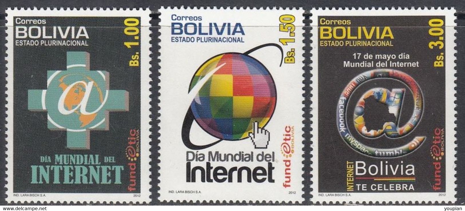 Bolivia 2012, World Internet Day, MNH Stamps Set - Bolivien