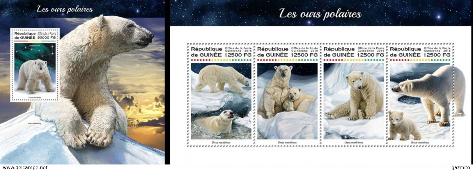 Guinea 2018, Animals, Polar Bears, 4val In BF+BF - Faune Arctique