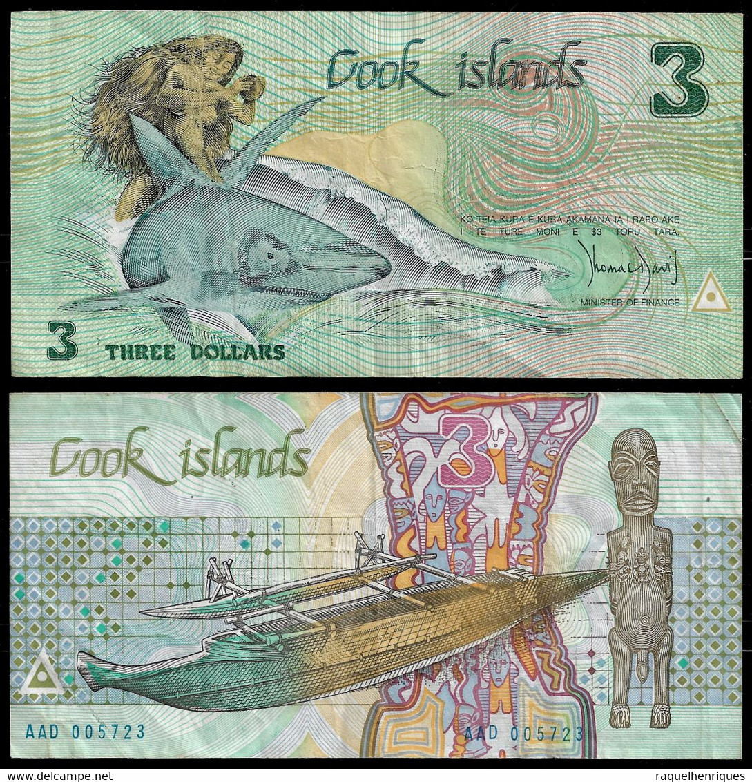 COOK ISLANDS BANKNOTE - 3 DOLLARS (1987) P#3 F/VF (NT#02) - Cook