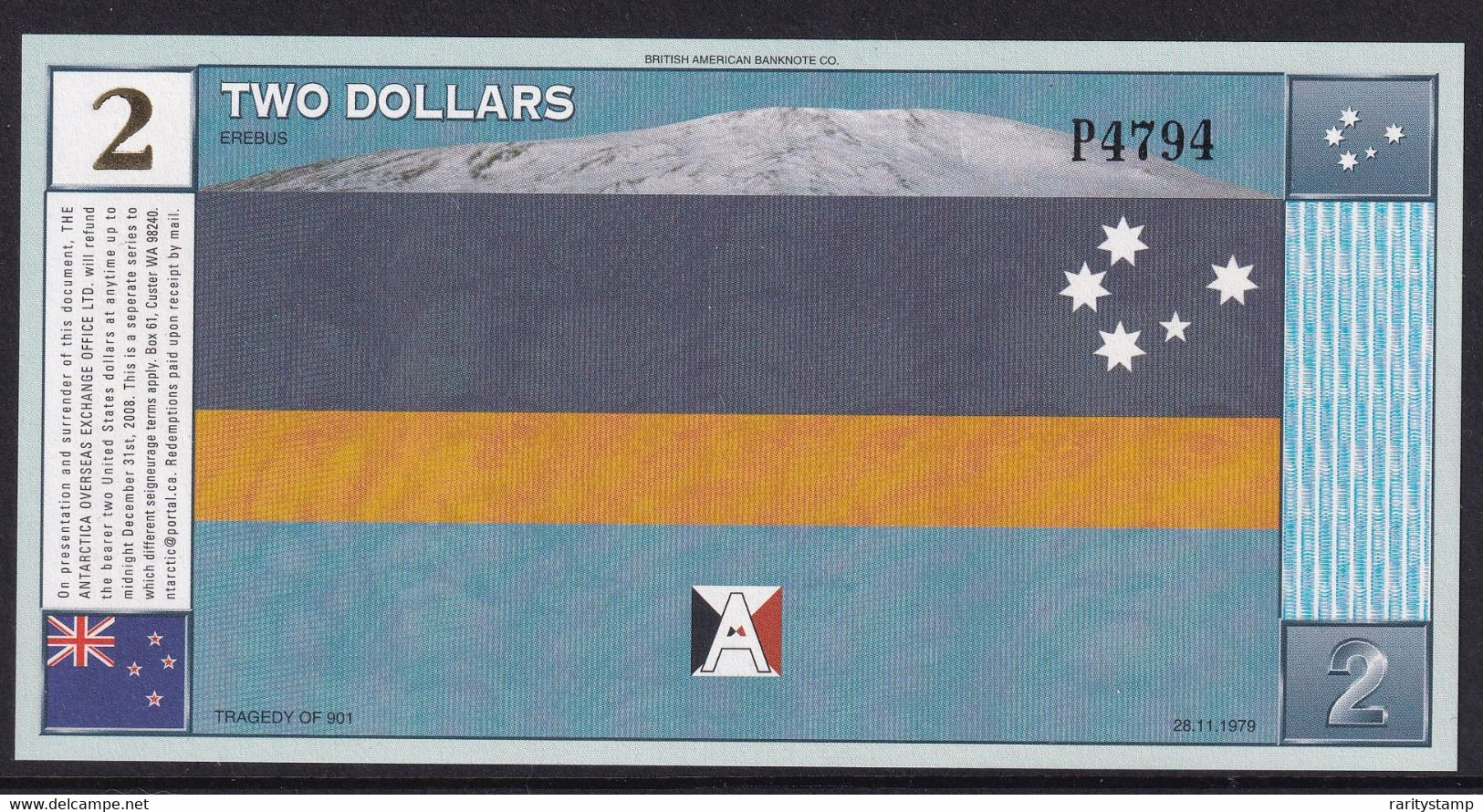 ANTARCTICA  $2  11.28.1999 TRAGEDY OF 901 NEW UNC FDS NEW ZEALAND TERRITORY - Andere - Oceanië