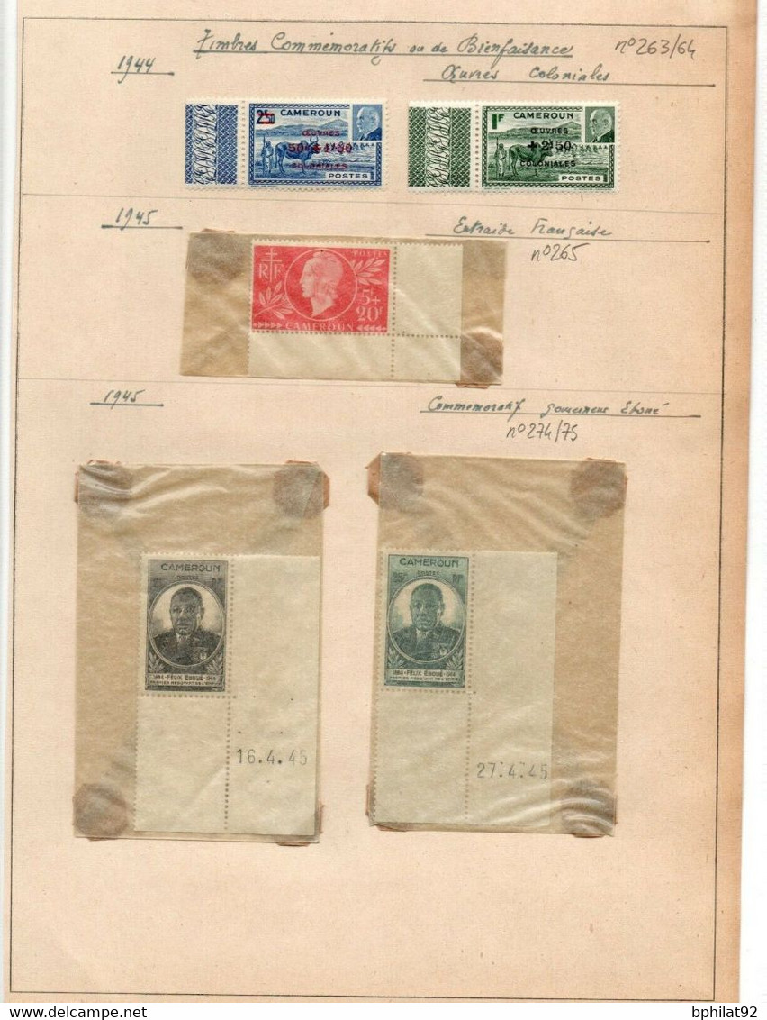 !!! PRIX FIXE : CAMEROUN N°249/262, 266/273, 276/294, 263/264, 265, 274/275, 197/199, 200/201 NEUFS *. 4 PAGES - Unused Stamps