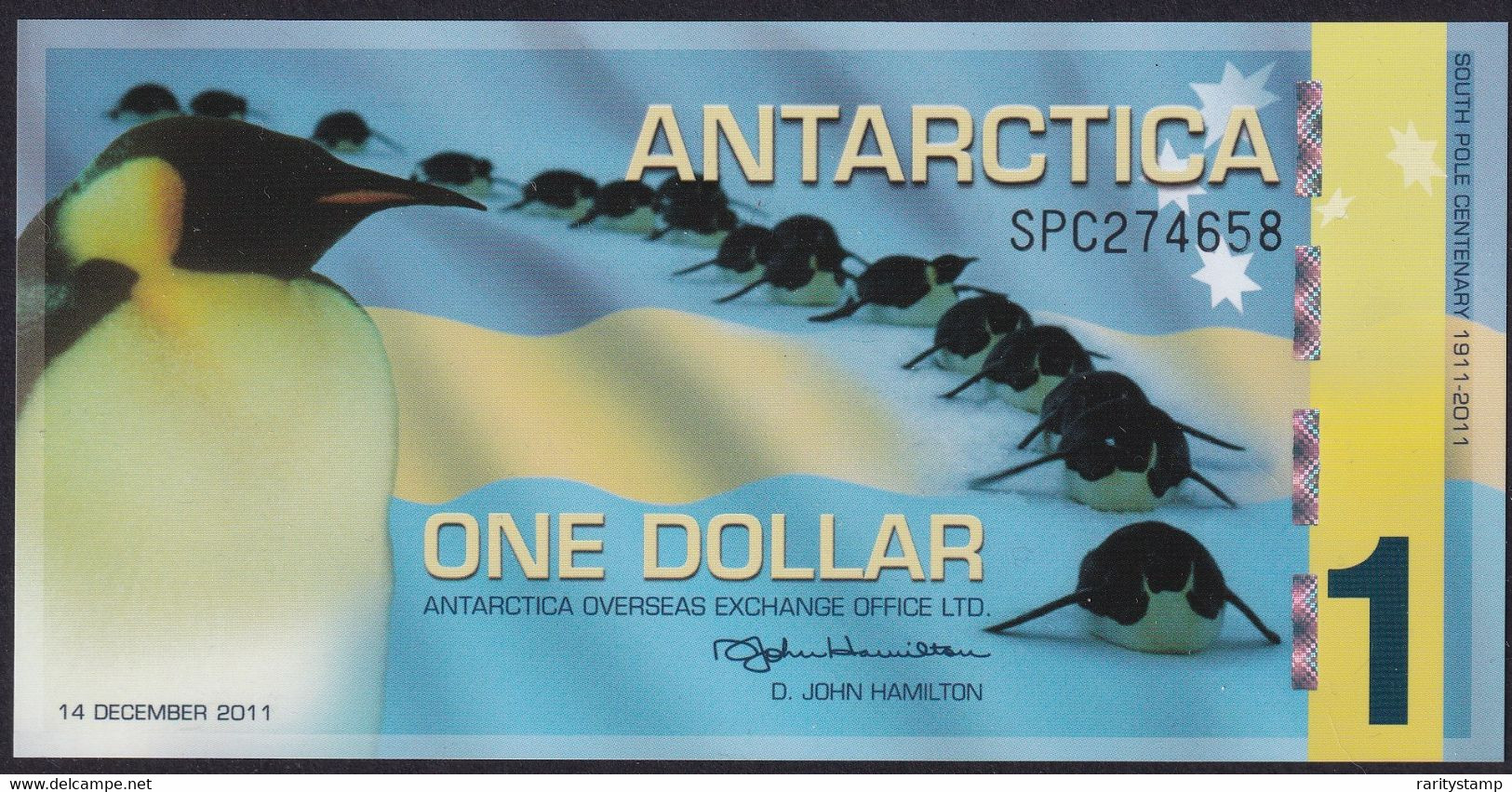 ANTARCTICA  $1 14.12.2011 POLYMER SOUTH POLE CENTENARY 1911-2011  NEW UNC FDS - Otros – Oceanía