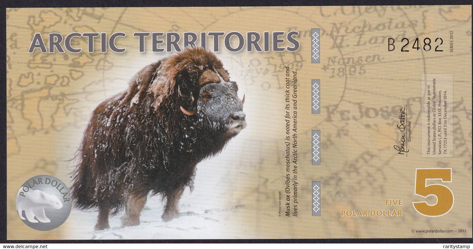 ANTARCTICA  $5 2012 POLYMER MUSK OX   NEW UNC FDS - Altri – Oceania