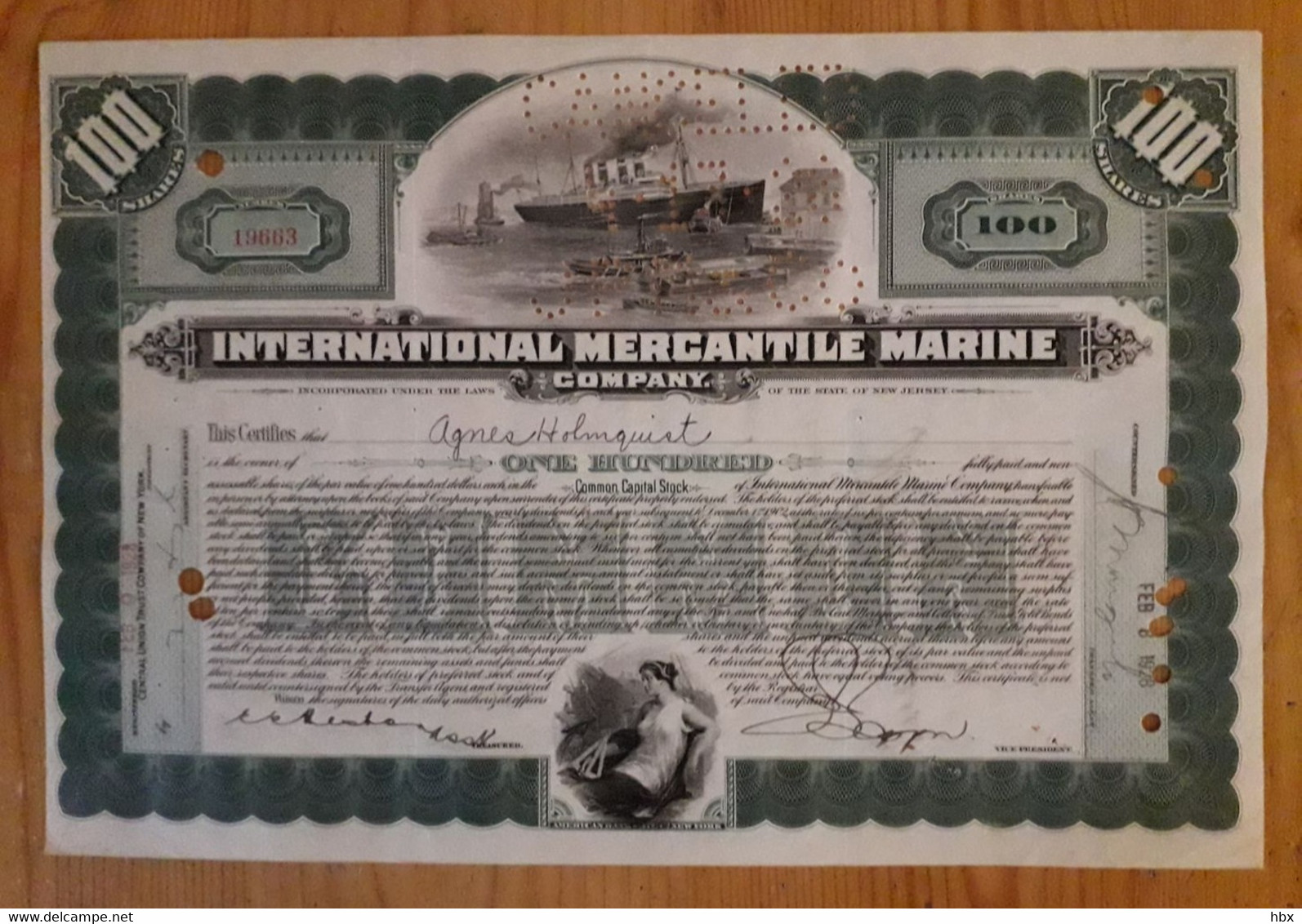 International Mercantile Marine Company - 1928 - The Titanic Certificate - Navigazione