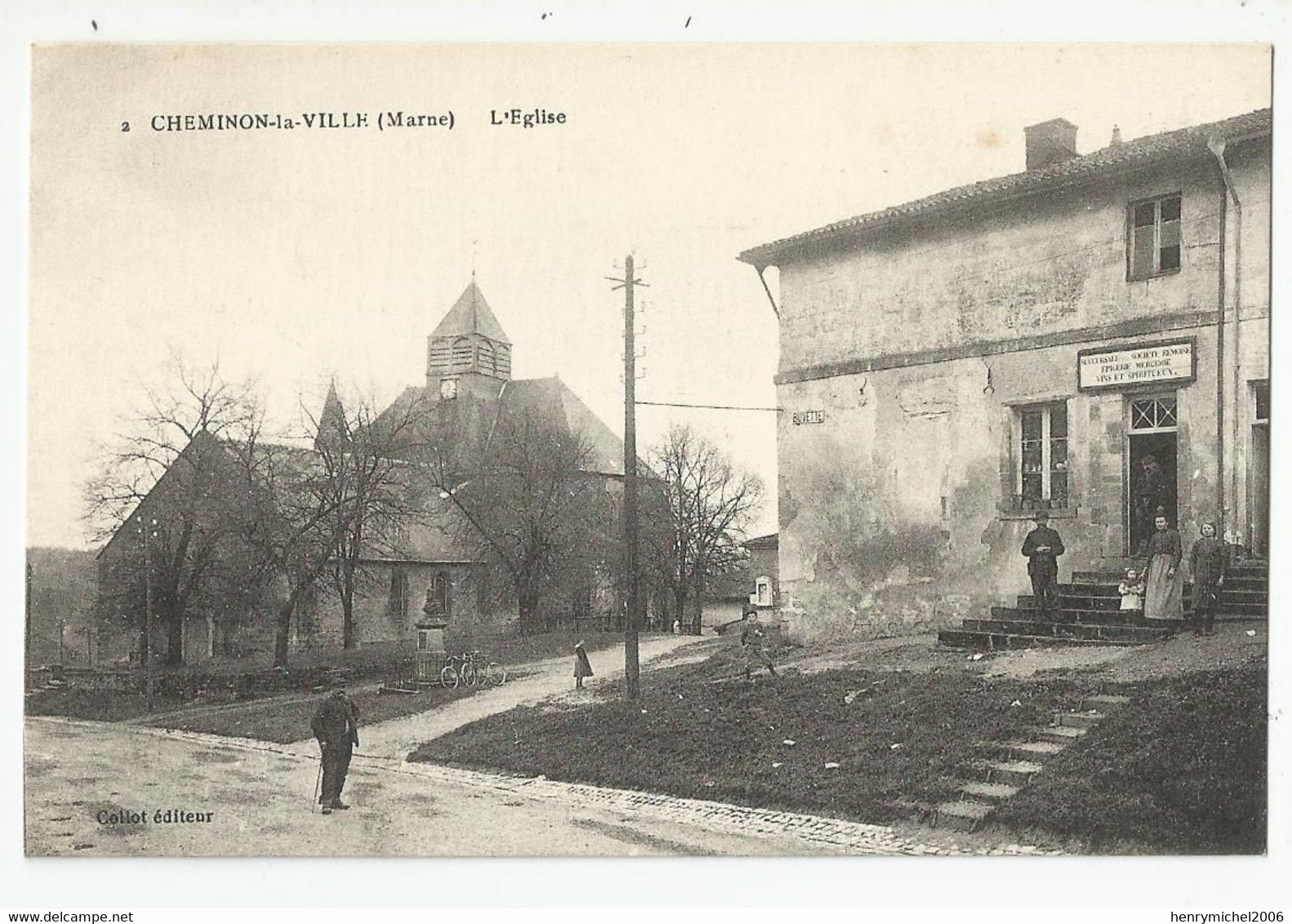 51 Marne Cheminon La Ville L'église épicerie Mercerie De La Société Remoise - Autres & Non Classés