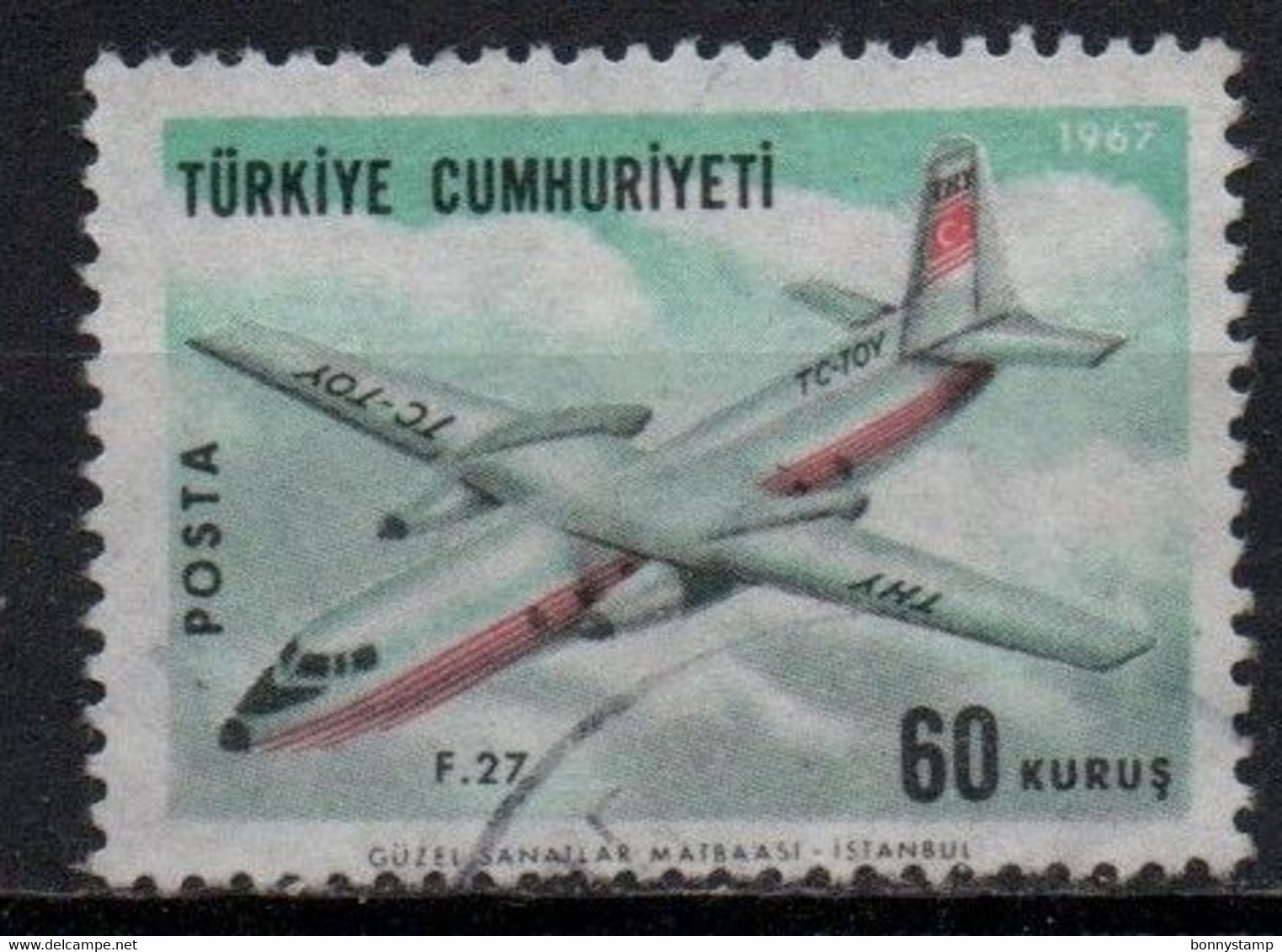 Turchia, 1967 - 60k F 27 - Nr.C40 - Usato° - Airmail