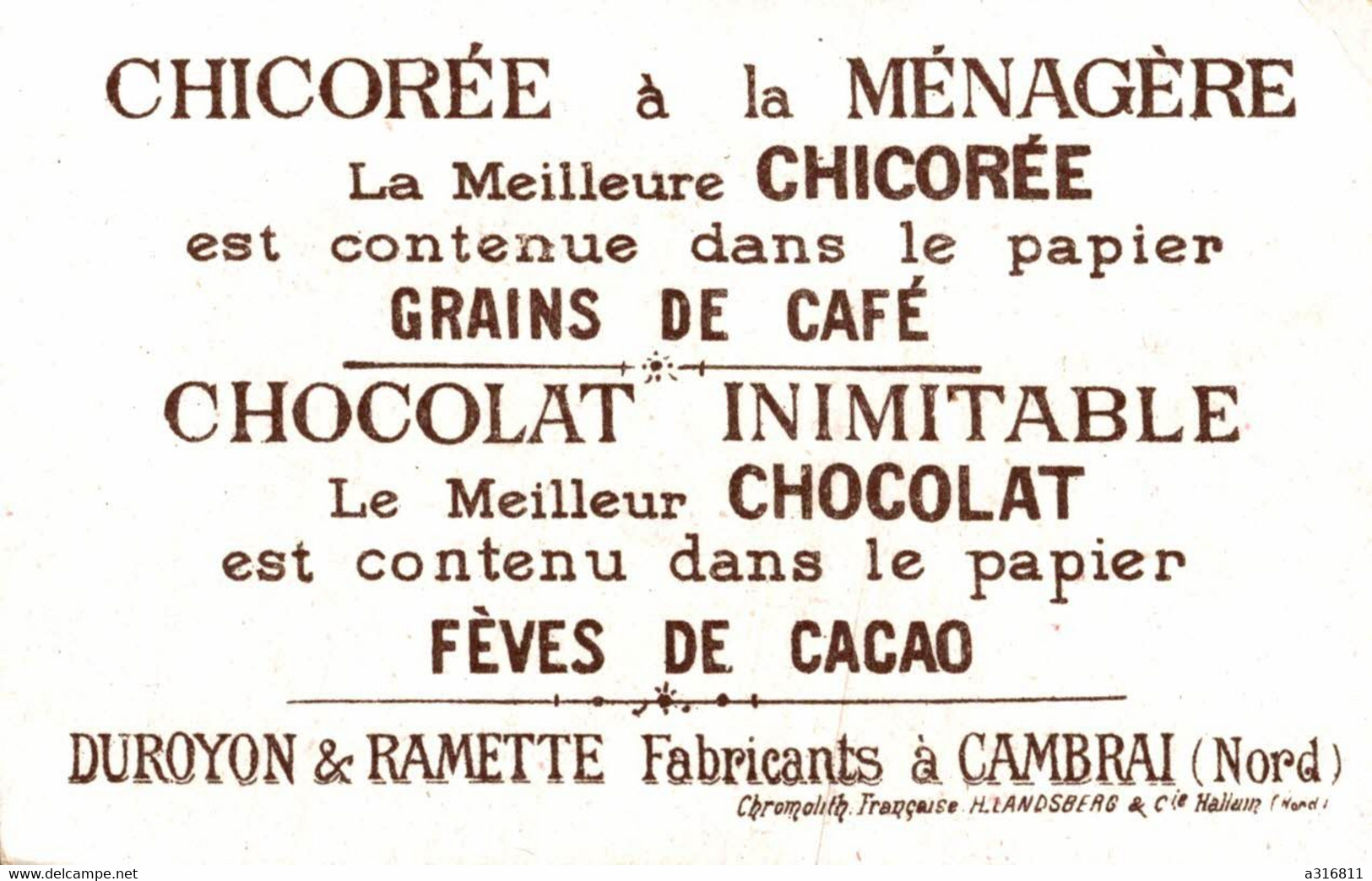 CHROMO CHOCOLAT DUROYNH RAMETTE - Duroyon & Ramette