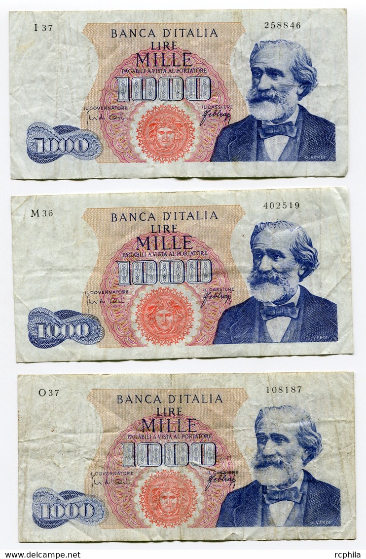 RC 20574 ITALIE - ITALIA LOT DE 3 BILLETS DE 1000 LIRE - 1000 Lire