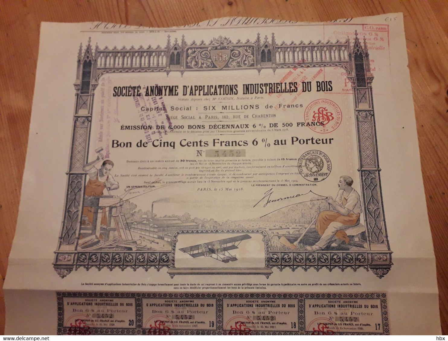 SA D'Applications Industrielles Du Bois - 1918 - Aviazione
